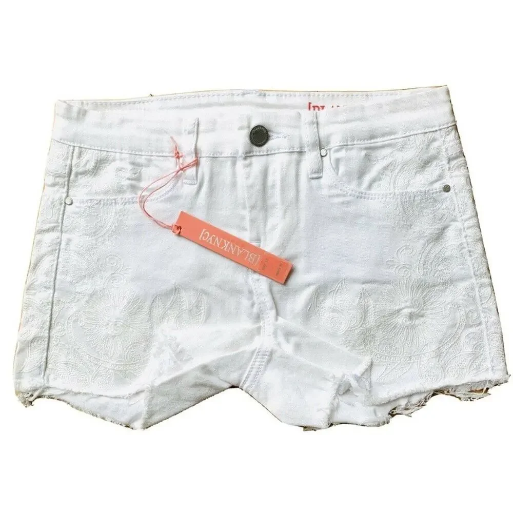 BLANK NYC‎ Cotton Embroidered Jean Shorts White Girl’s Size 8 NWT